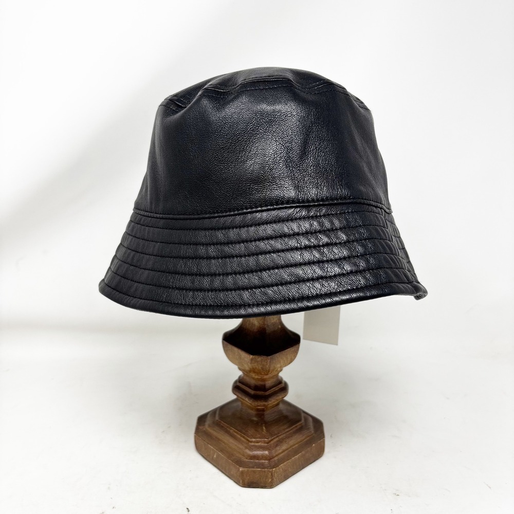 Babaton Black Vegan Leather Bucket Hat Size M/L NEW Streetwear